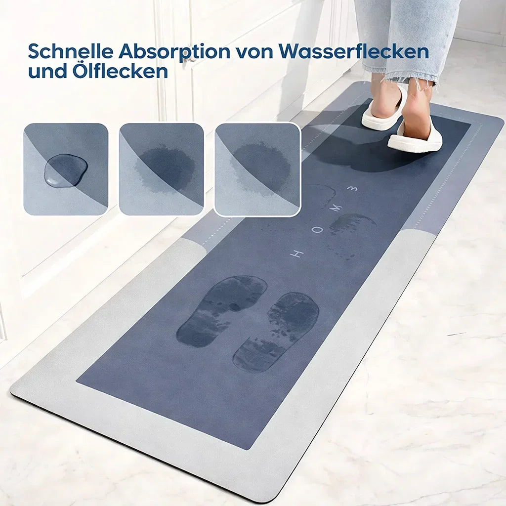 Mivoza non-slip absorbent kitchen and bath floor mat with textured surface for safety and comfort in home and bathroom.