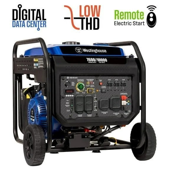 Westinghouse 10,000-Watt portable inverter generator with control panel and handle for easy transport, branded Casavibeo.