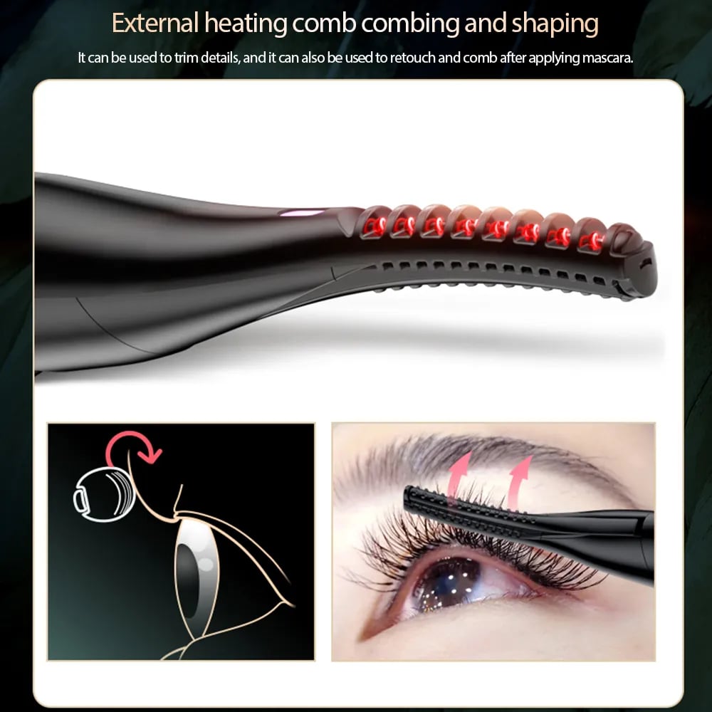 Belro rechargeable heated eyelash curler for beauty and makeup, with a sleek handle and heating plate for curling eyelashes.