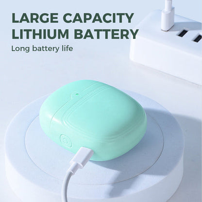 Belro electric nail clipper with automatic polishing and trimming for manicure, compact nail care tool in use.