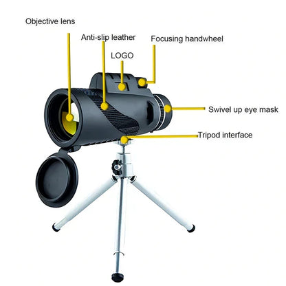 Belro Starscope HD Monocular showing a close-up view of the device with focus and textured grip details.