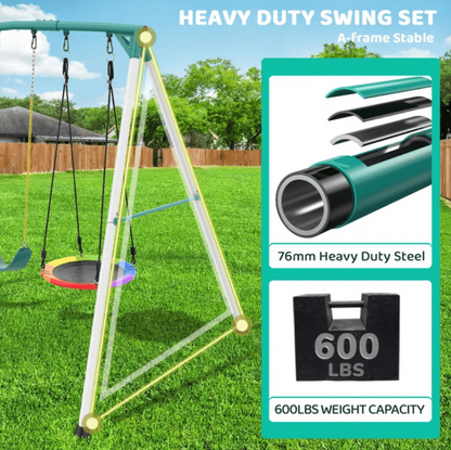 Heavy-duty outdoor porch swing set by Casavibeo with sturdy frame and comfortable seating for relaxing outdoors.