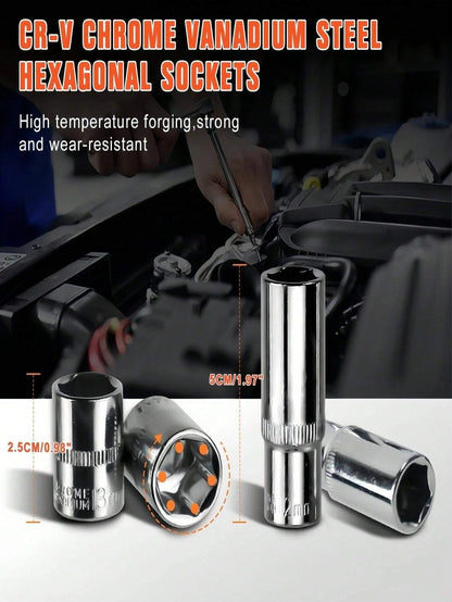 Casavibeo part-driven socket claw ratchet wrench tool set with drill socket set in metric sizes, showing various wrench and socket components.