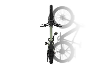 Aventon Aventure 3 electric bike with matcha green frame and tires, showcasing its rugged design and sturdy build.