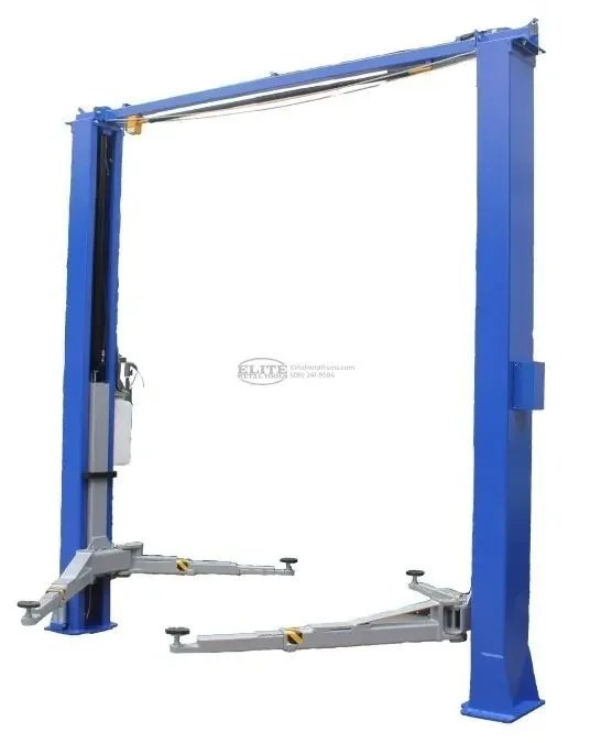 Casavibeo Tuxedo 11,000 lbs two post clear floor direct drive bi-symmetric lift shown in the image.