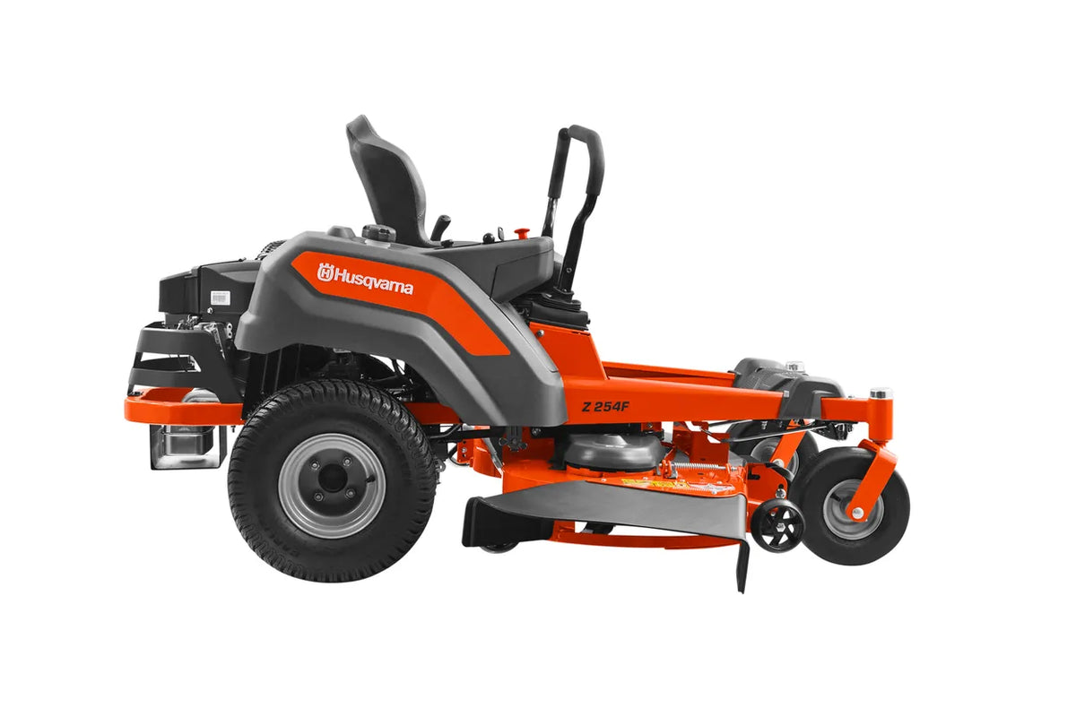 Husqvarna Z254F 54-inch zero-turn riding lawn mower with 24 HP Kawasaki engine, shown in a yard setting