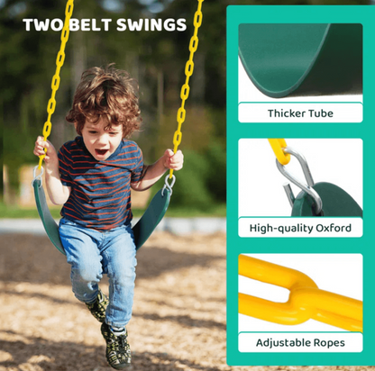 Casavibeo 9.5-foot heavy-duty outdoor porch swing set with sturdy metal chains and a comfortable wooden seat.
