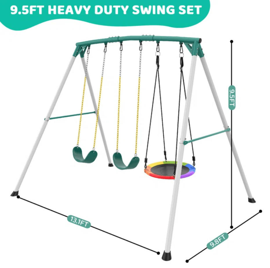 Heavy-duty outdoor porch swing set by Casavibeo with sturdy frame and comfortable seating, perfect for relaxing on the patio.