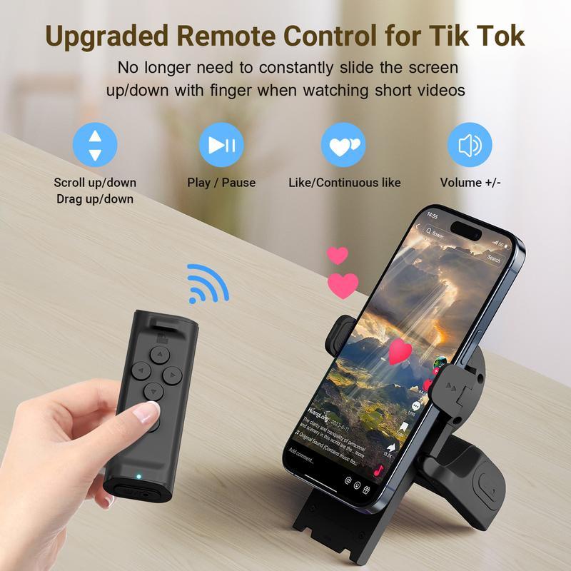 Mivoza smartphone grip with Bluetooth remote shutter and 180° mount for steady shots and flexible photography accessories.