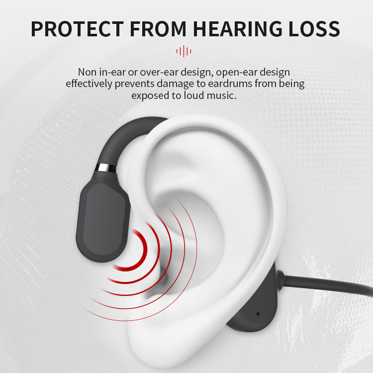 Belro waterproof bone conduction Bluetooth headphones showing sleek design and open-ear fit for stereo audio.