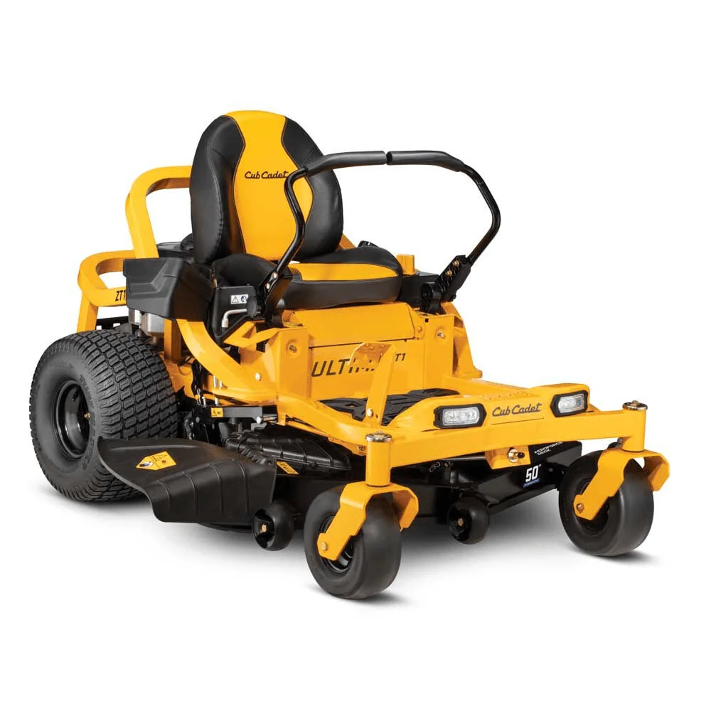 Cub Cadet Ultima ZT1 zero-turn mower with 50-inch deck and 25HP Kohler V-twin engine, displayed in the image.