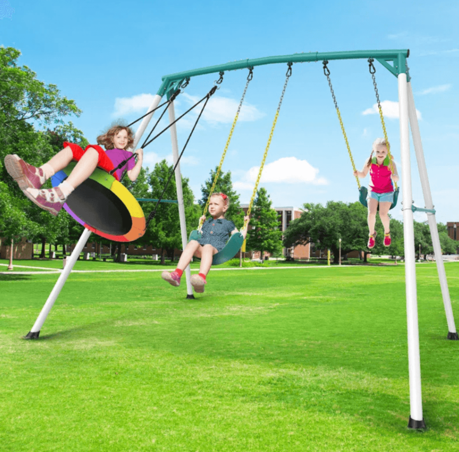 Heavy-duty outdoor porch swing set by Casavibeo with sturdy frame and comfortable seating for relaxing outdoors.