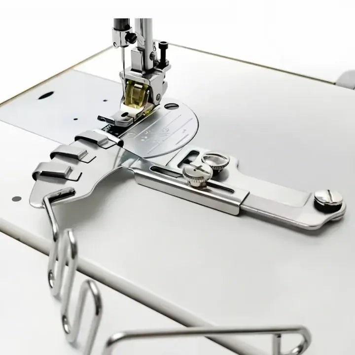 Mivoza Double Fold Binder Tape Folder for industrial sewing machines, 20-36mm wide, used for sewing and crafts accessory.
