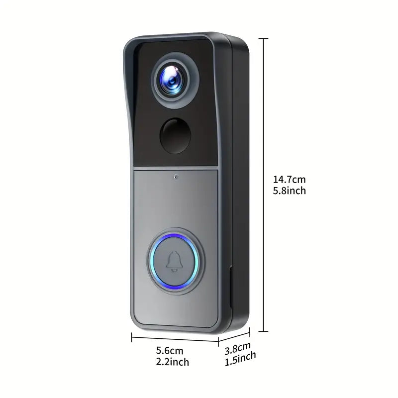 Belro wireless Wi-Fi video doorbell mounted on a door frame with a camera and doorbell button for smart home security.