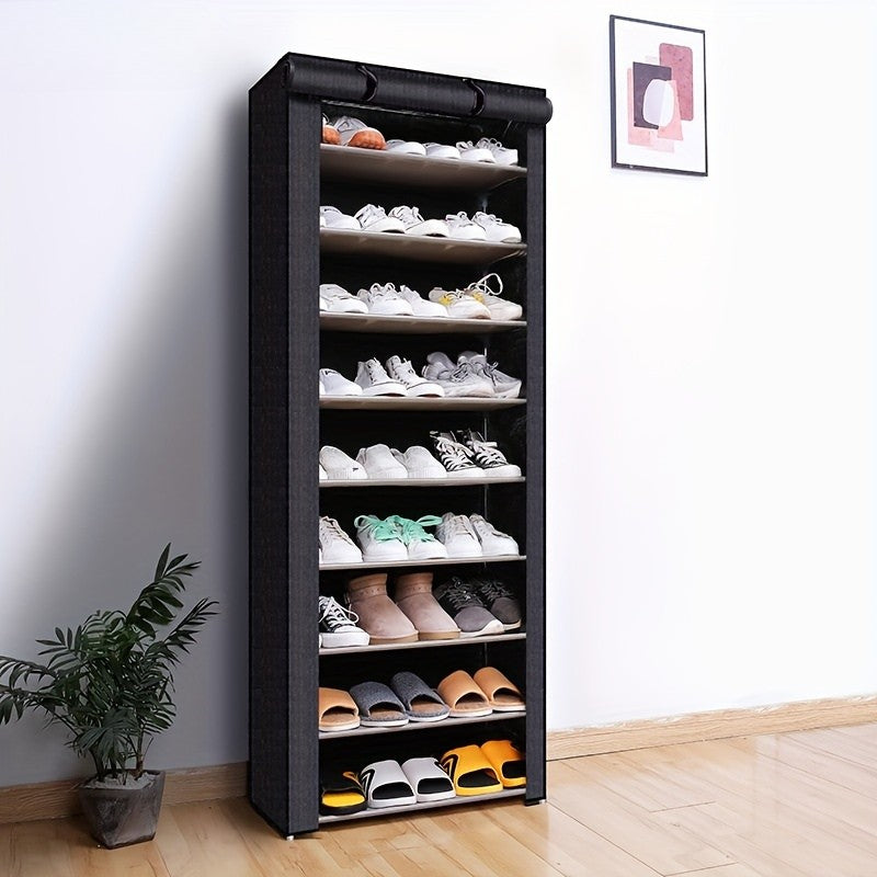 Mivoza fabric shoe rack with steel frame, 6 or 8 tiers, offering space-saving shoe storage and organization.