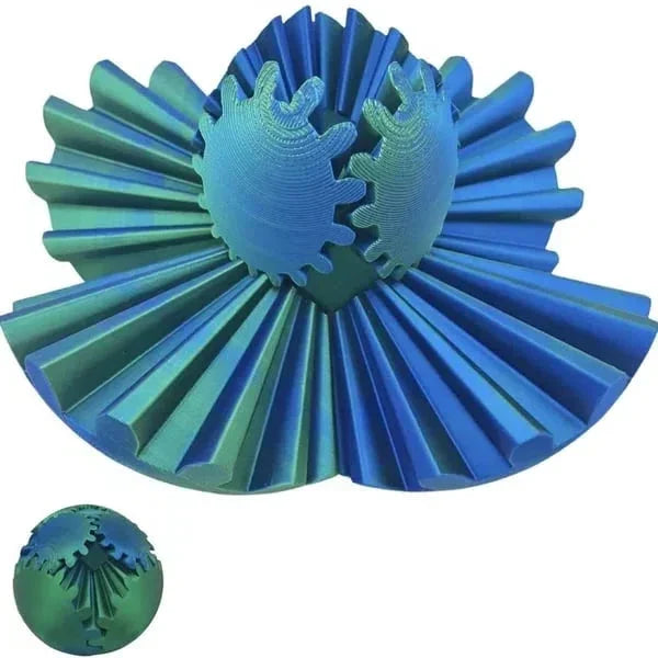 Belro Steampunk Whirling Wonder Fidget Gear Ball toy with intricate gear patterns and metallic finish, designed for stress relief and focus.