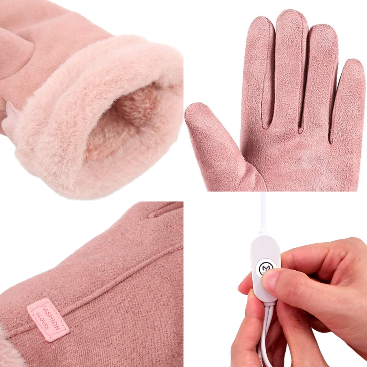 BowLift heated women's gloves with waterproof thermal insulation and USB rechargeable heating elements for winter warmth.