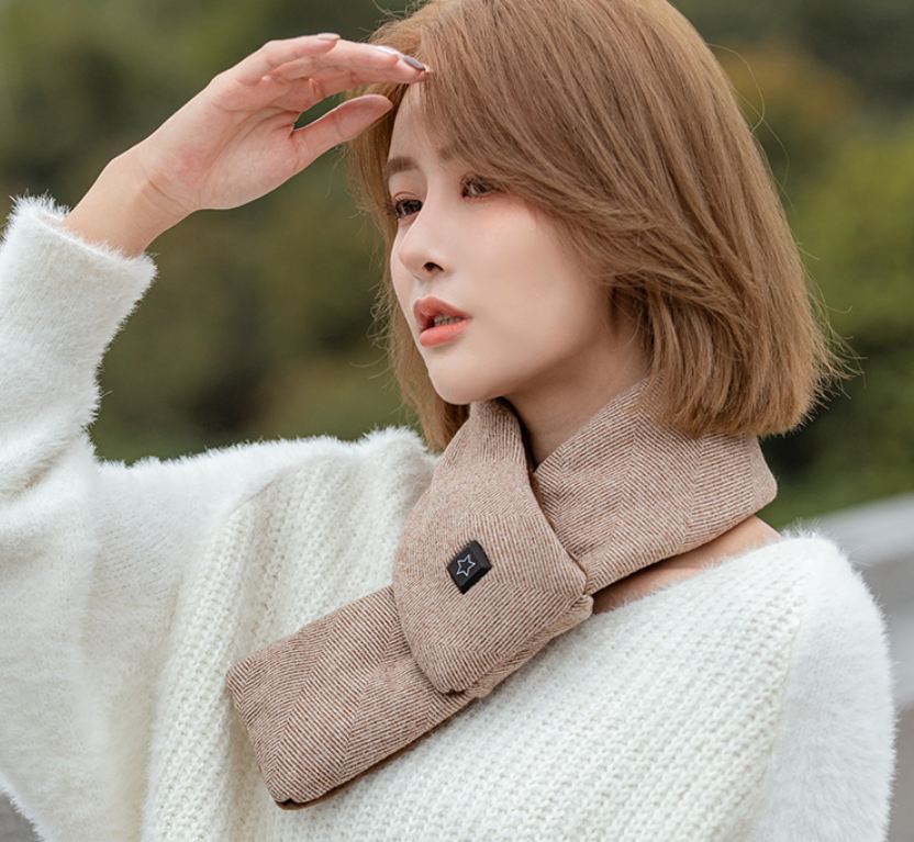 Belro electric heating scarf and neck warmer for pain relief, with soft fabric and adjustable temperature control.