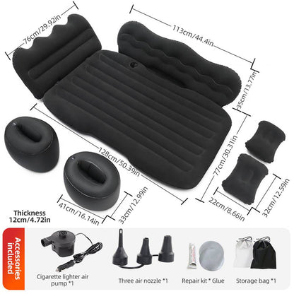 Belro car air mattress designed for in-vehicle comfort, shown inflated and placed inside a car for travel relaxation.