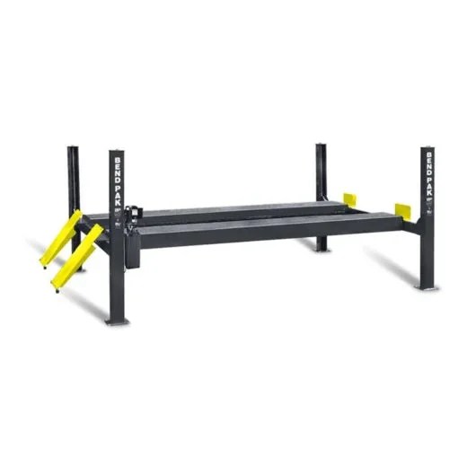 Heavy-duty Casavibeo BENDPAK HDS-18E 18,000-lb capacity hydraulic shop lift with robust metal arms and safety features.