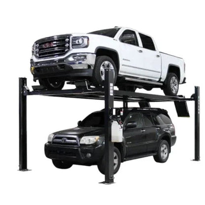Casavibeo Atlas Apex 9 ALI Certified 9,000 lb 4-post lift with robust steel structure and hydraulic lifting mechanism.