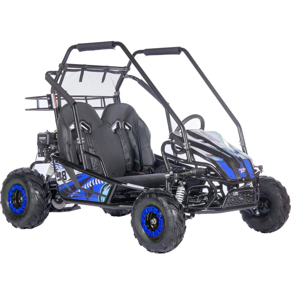 Casavibeo MotoTec Mud Monster XL 212cc two-seat go-kart with full suspension and rugged off-road tires.