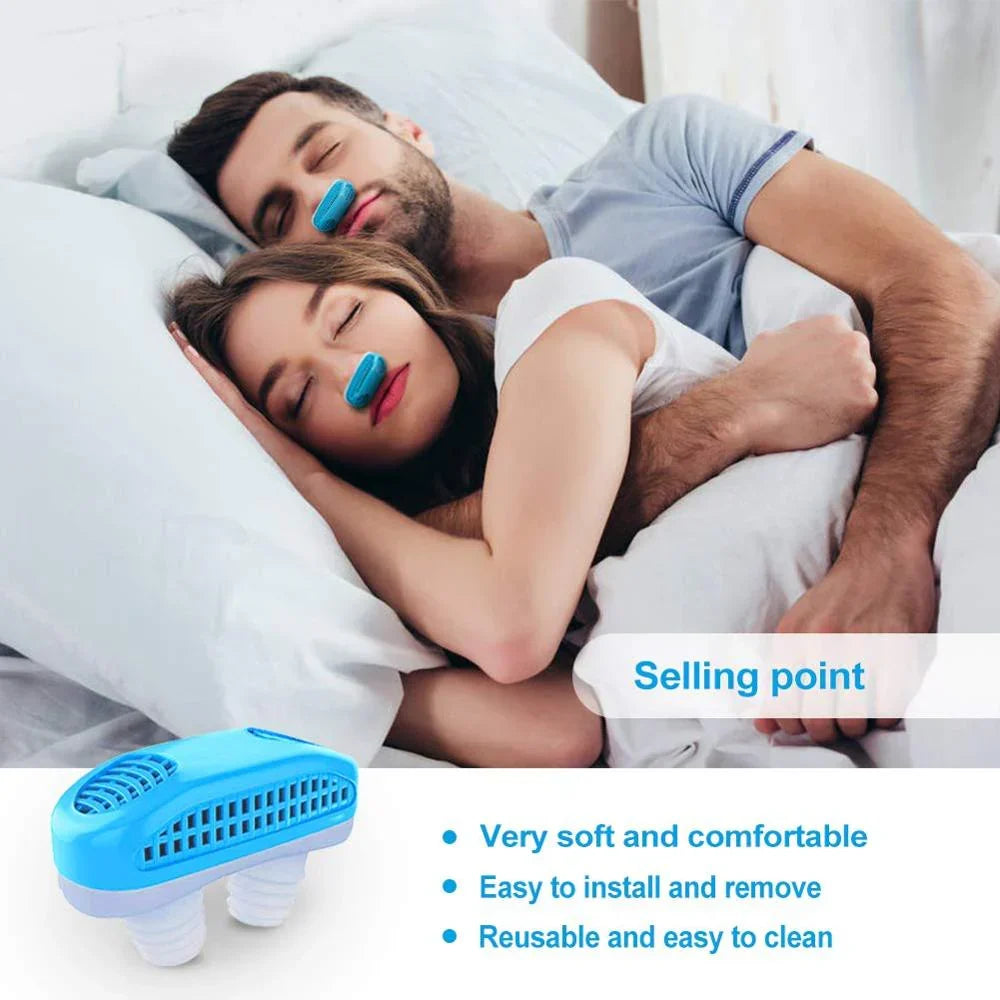Airing Micro-CPAP device by Belro for anti-snoring relief, compact sleep aid device with sleek design for comfortable use