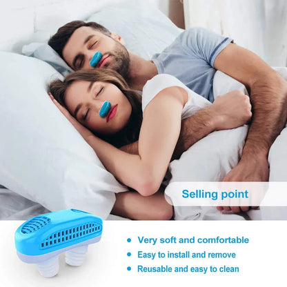 Airing Micro-CPAP device by Belro for anti-snoring relief, compact sleep aid device with sleek design for comfortable use