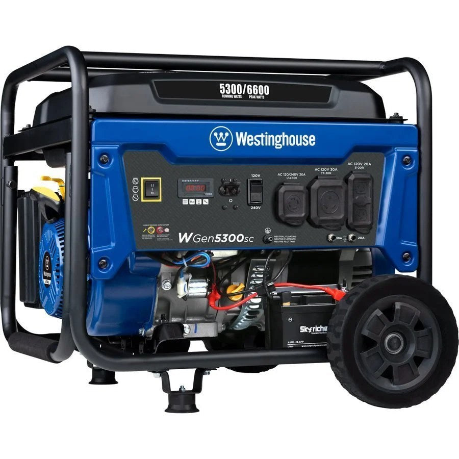Casavibeo WGen5300sc portable generator with CO sensor, showing control panel and durable construction.