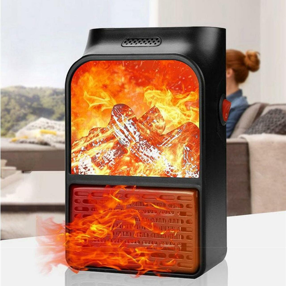 Belro portable electric space heater with flame design, 9000W indoor home heater for efficient room warming.