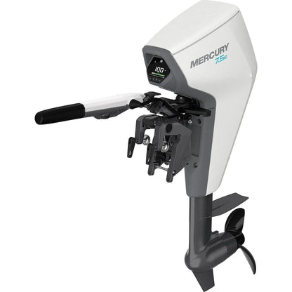 Casavibeo Mercury Avator 7.5e Tiller Electric Outboard Motor kit with control handle and mounting components.
