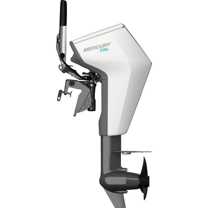 Casavibeo Mercury Avator 7.5e electric outboard motor kit with tiller handle, compact design, and control features for boats.