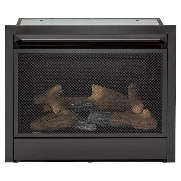 Casavibeo Duluth Forge dual fuel ventless gas fireplace insert with realistic flames and control panel, designed for home heating.