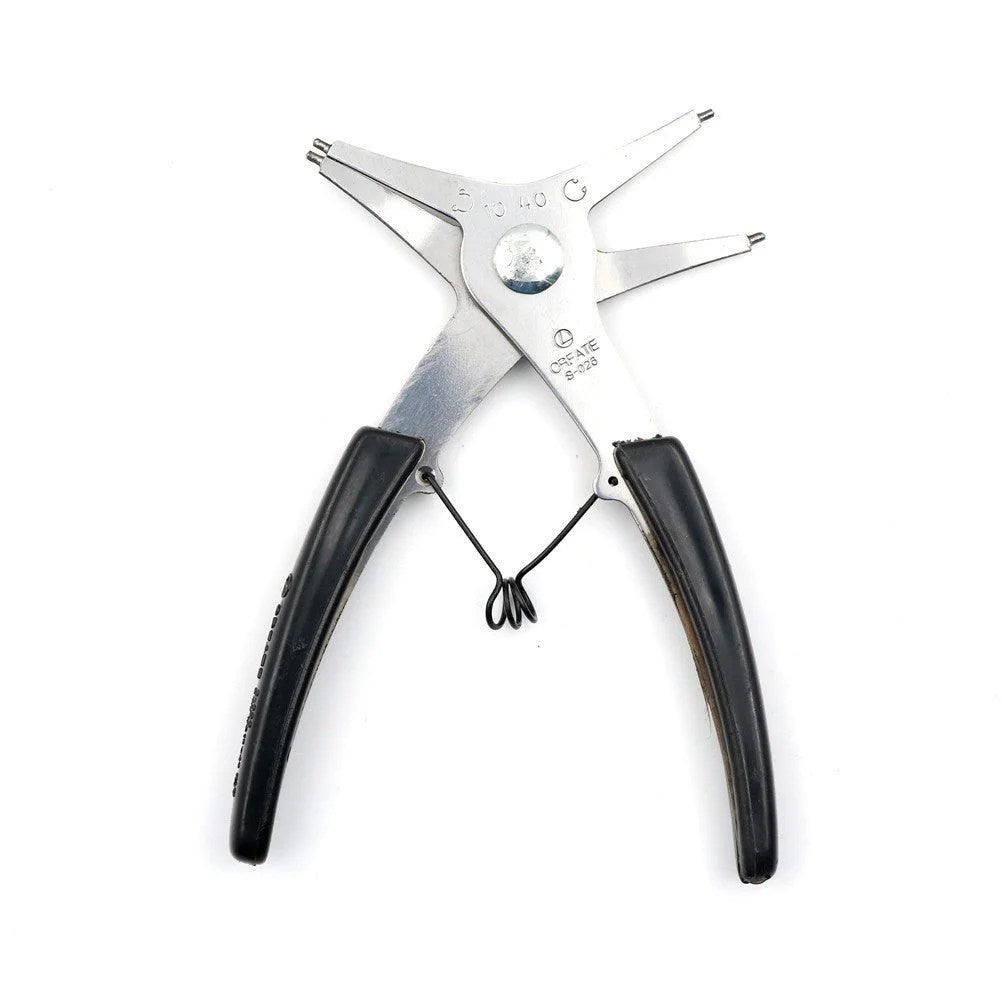 Casavibeo 2-in-1 DIY snap ring pliers for installing and removing circlips, featuring ergonomic handles and versatile design.
