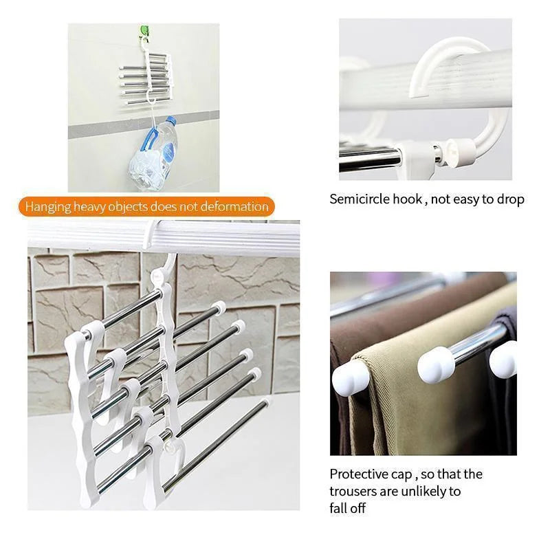 Belro multi-functional magic clothes hanger with adjustable hooks and multiple compartments for organized home storage and clothing hanging.