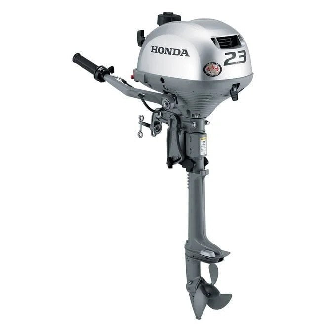 Casavibeo Honda BF2.3 outboard motor with sleek design and control handles, ready for boating and marine use.