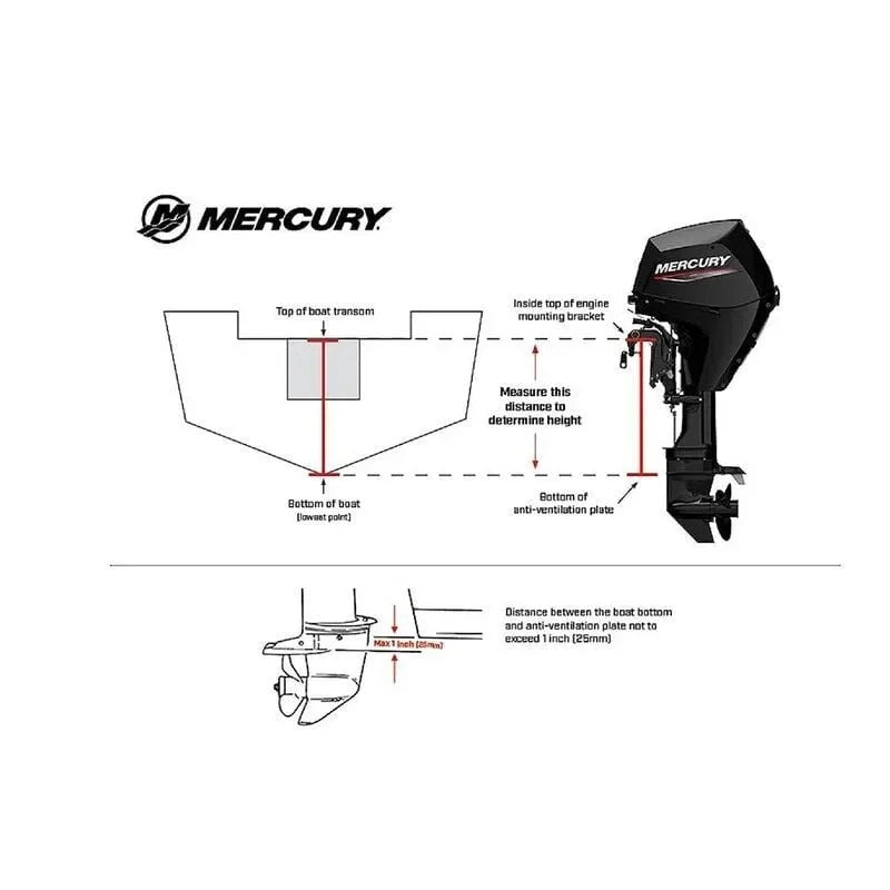 Casavibeo Mercury 4HP four-stroke tiller outboard motor, showing the compact engine with control handle and mounting features.
