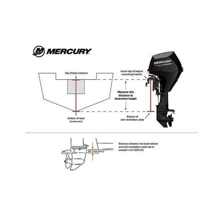 Casavibeo Mercury 4HP four-stroke tiller outboard motor, showing the compact engine with control handle and mounting features.