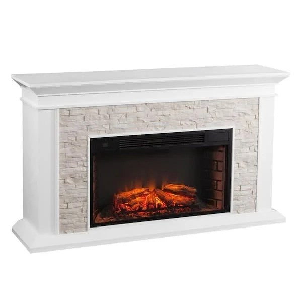 Casavibeo Ithaca 60.25-inch electric fireplace with realistic flame display and modern black finish.