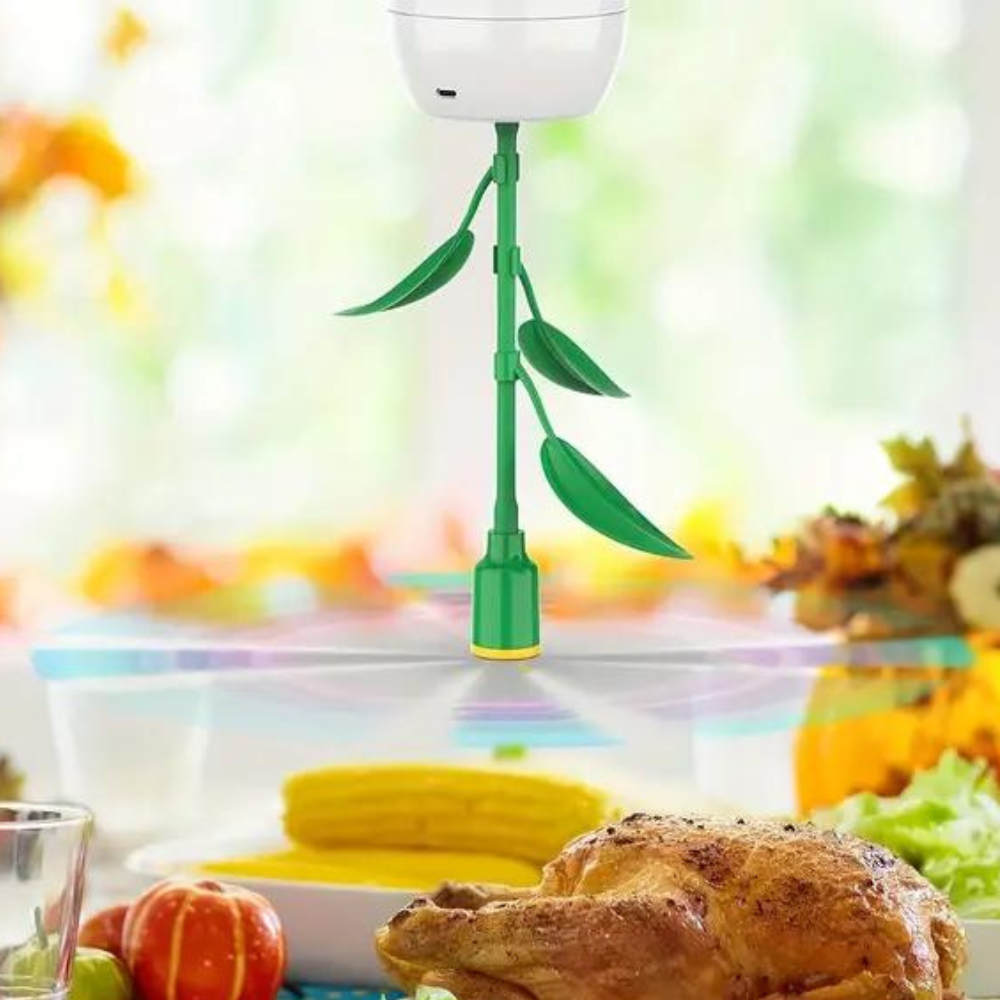 Belro tabletop fly repellent fan for outdoor pest control, small electric fan with protective grill for mosquito and fly deterrence.