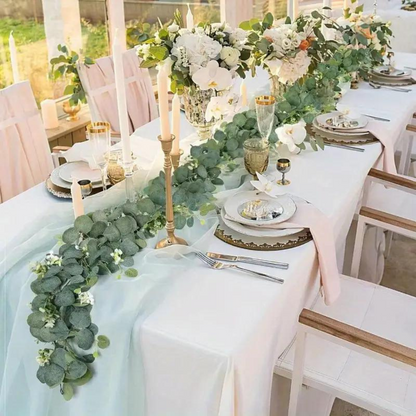 Decorative faux eucalyptus garland by Belro, featuring lush green leaves, ideal for home and garden interior or outdoor decor.