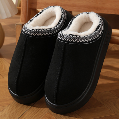 Belro fluffy insole platform slippers with faux fur lining, slip-on winter footwear for cozy comfort.