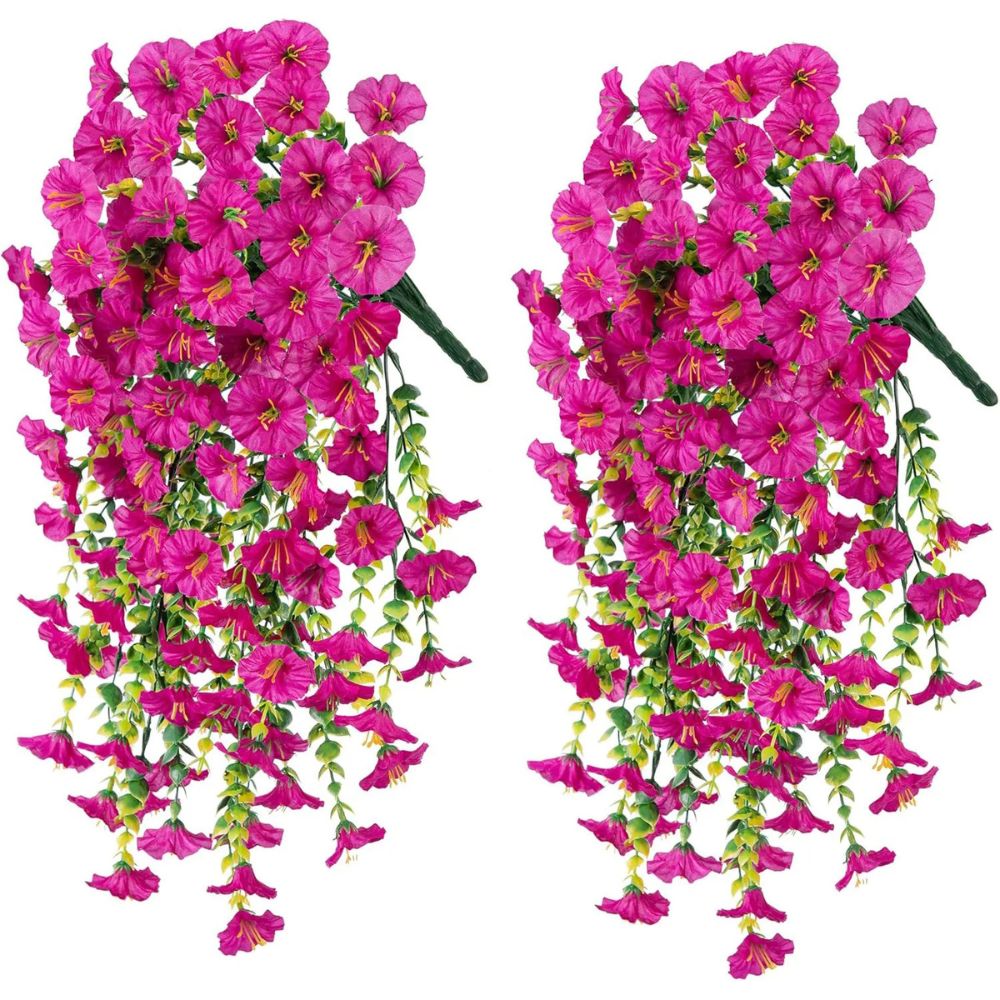 Belro UV resistant artificial morning glory flower hanging decor for home and garden, featuring vibrant, realistic floral design.