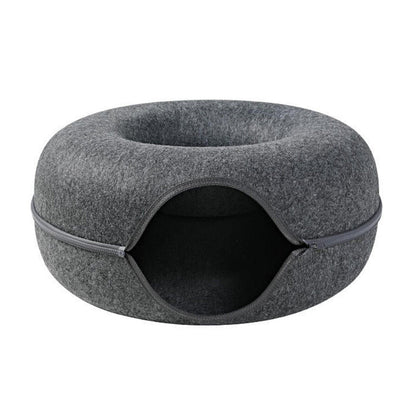 Belro Tunnel Interactive Cat Bed showing a cozy, enclosed tunnel design with soft fabric for playful feline comfort.