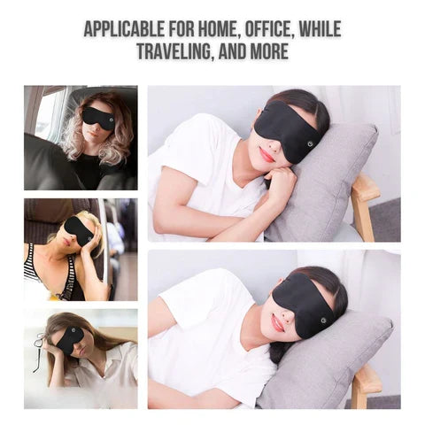 Belro rechargeable heated eye mask for relaxation and soothing eye comfort, featuring soft fabric and adjustable fit.