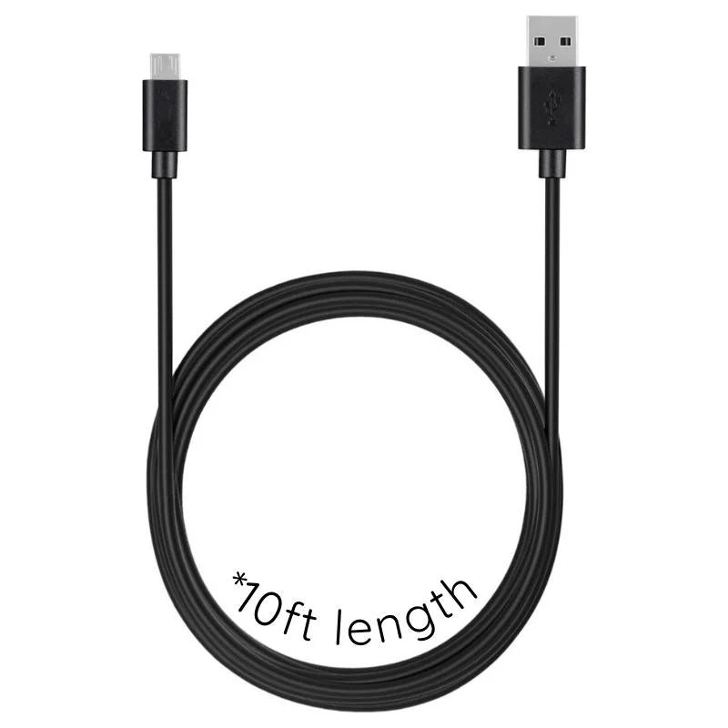 Belro 10ft premium Micro USB cable for electronics, showing a black cable with USB and micro USB connectors.