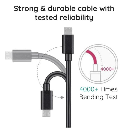 Belro 10ft premium micro USB cable for electronics, showing the black cable with micro USB and USB 2.0 connectors.