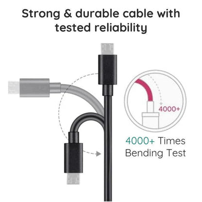 Belro 10ft premium micro USB cable for electronics, showing the black cable with micro USB and USB 2.0 connectors.