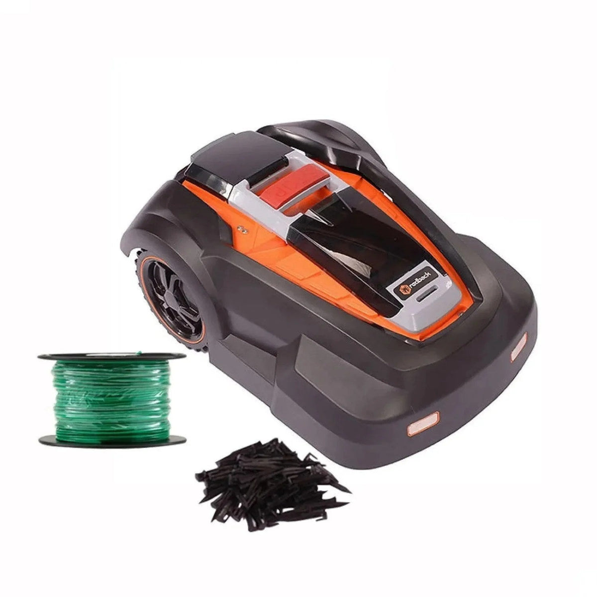 Casavibeo MowRo RM24 robot lawn mower cutting grass in a yard, compact electric lawn mower with sleek design and safety features