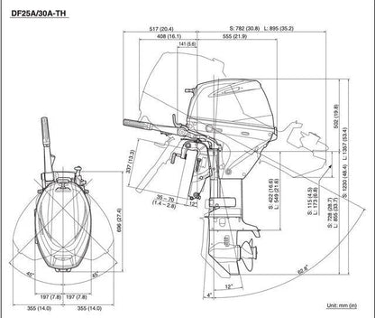 Suzuki DF30ATHL2 30 HP outboard motor on a boat, showing the engine's sleek design and mounting hardware.